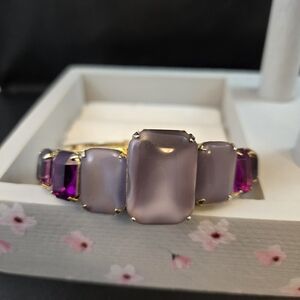 Rhineston Purple Clamper Gold Tone Bracelet